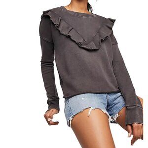 Free People Ruffled Crewneck